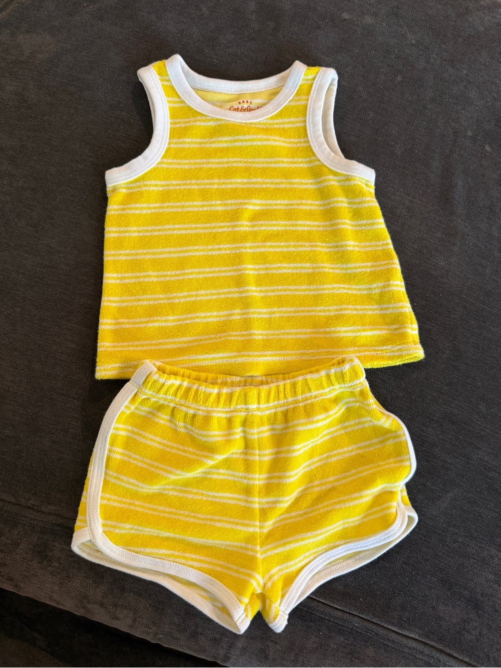 Cat & Jack Yellow and White Striped Tank & Shorts Set